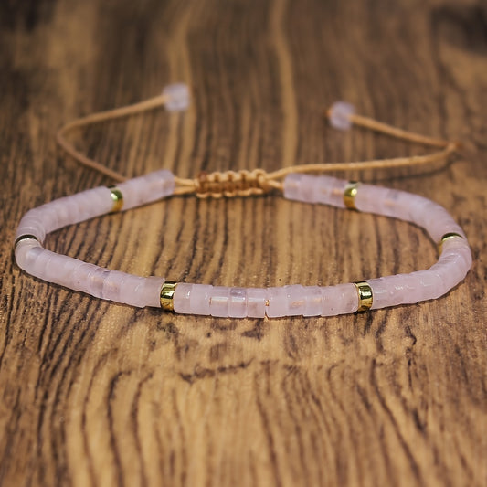 Natural rose quartz stone bracelet