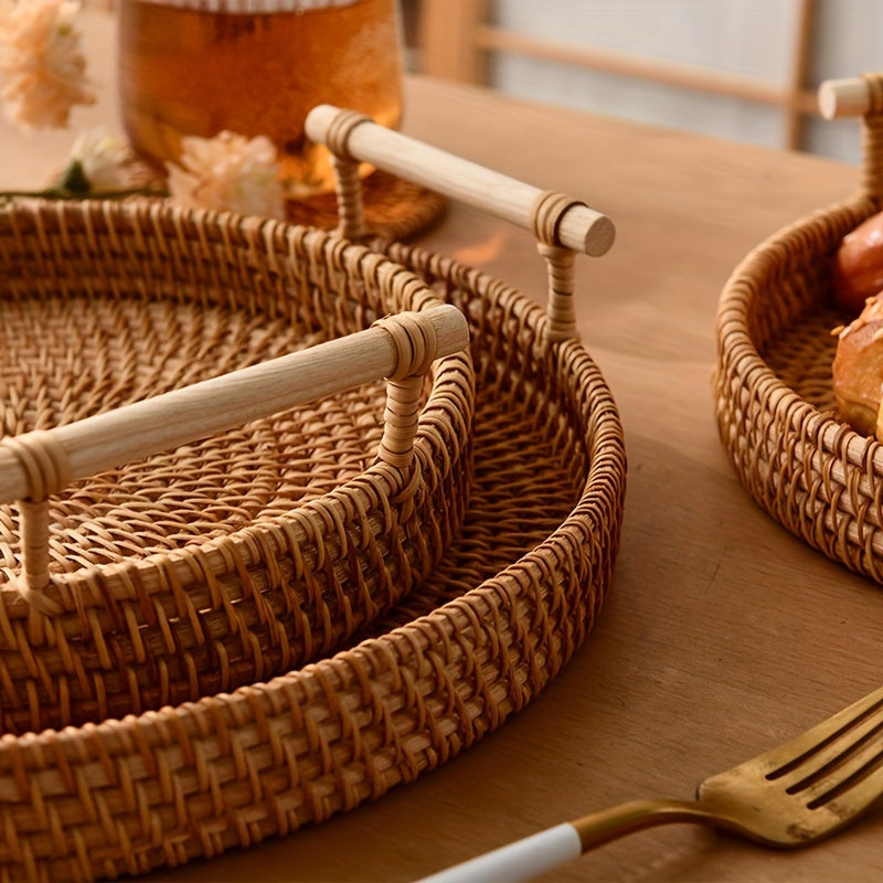 Rustic Farmhouse Wicker Serving Tray