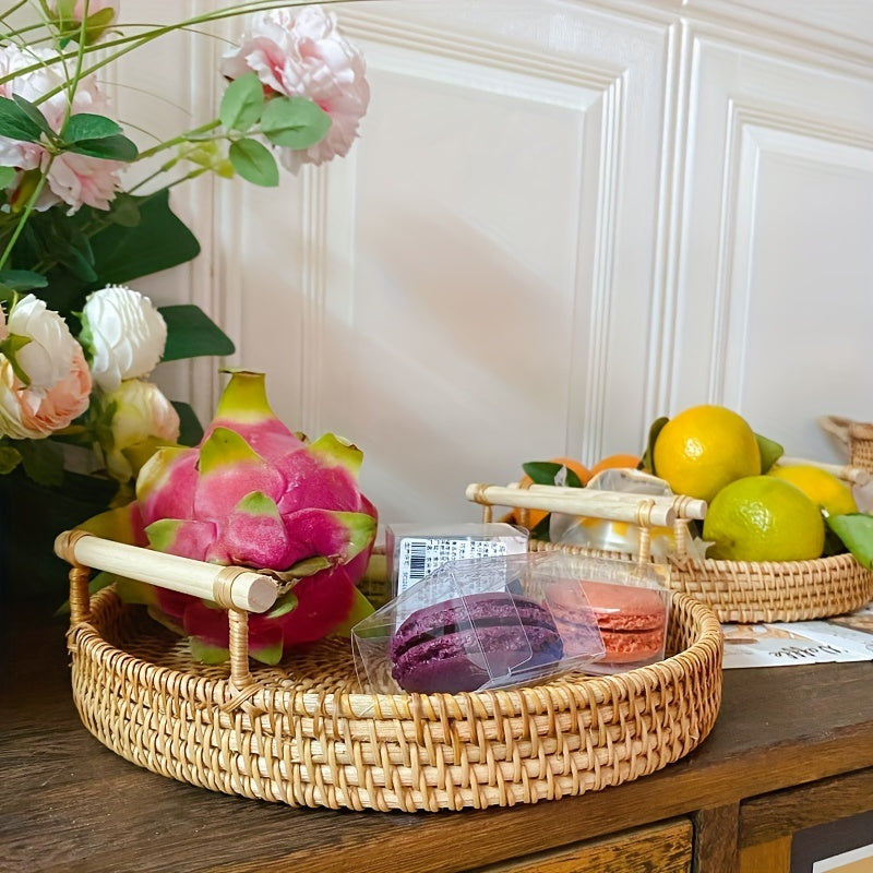 Rustic Farmhouse Wicker Serving Tray