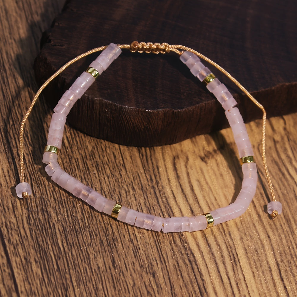 Natural rose quartz stone bracelet