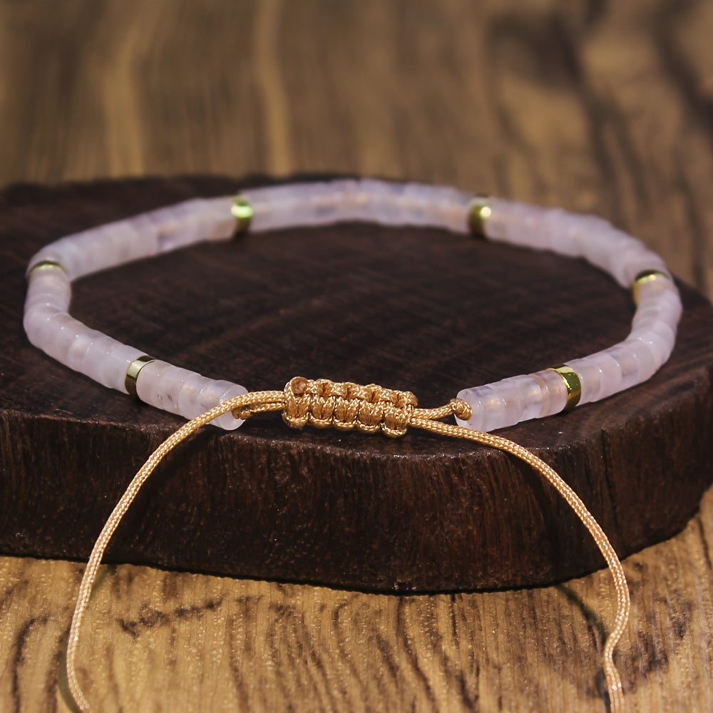 Natural rose quartz stone bracelet