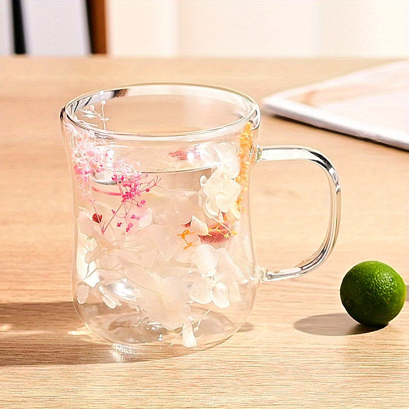 Glass coffee cup with dried flowers