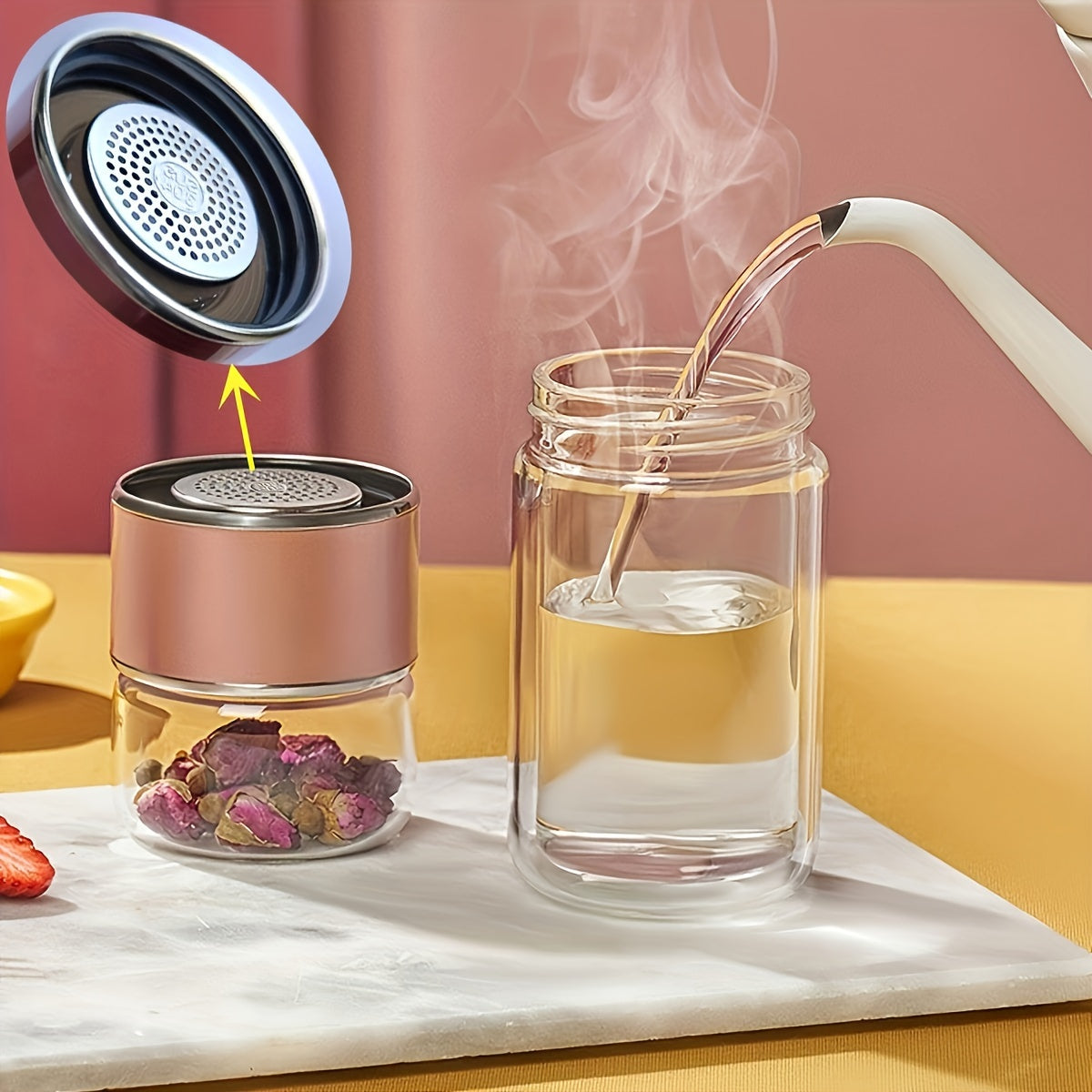 Infuser glass bottle