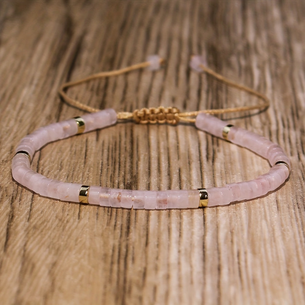 Natural rose quartz stone bracelet