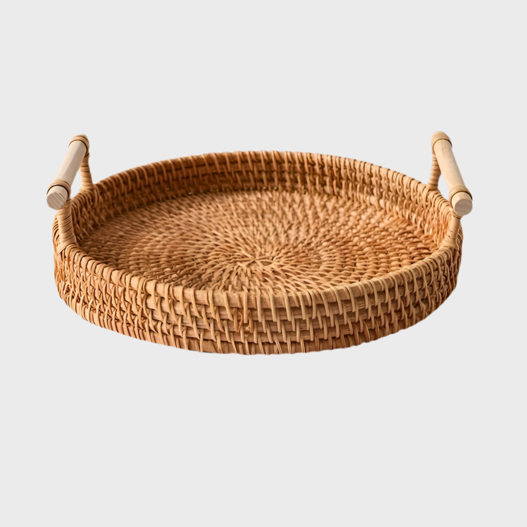 Rustic Farmhouse Wicker Serving Tray