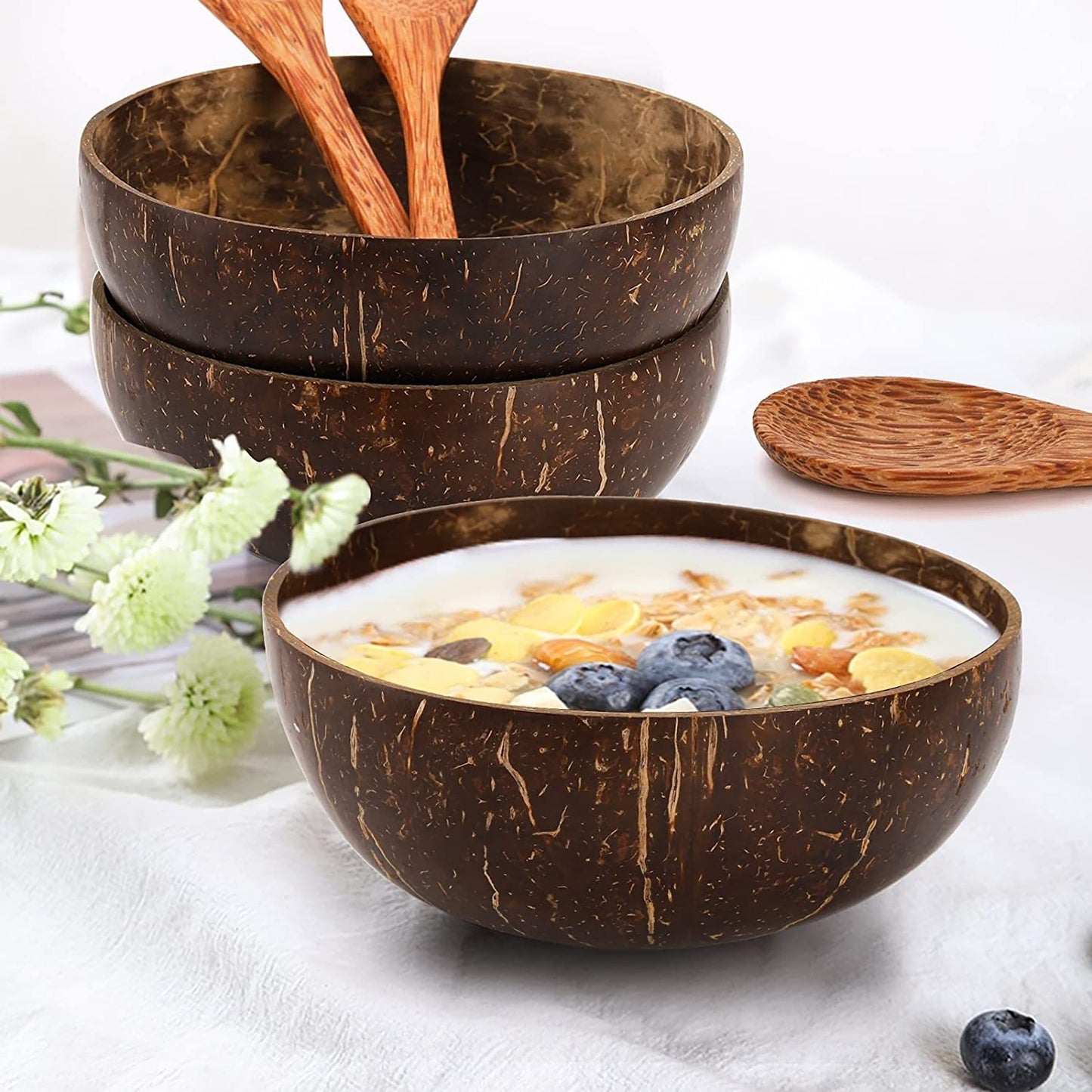 Coconut Bowl and Coconut Wood Spoon