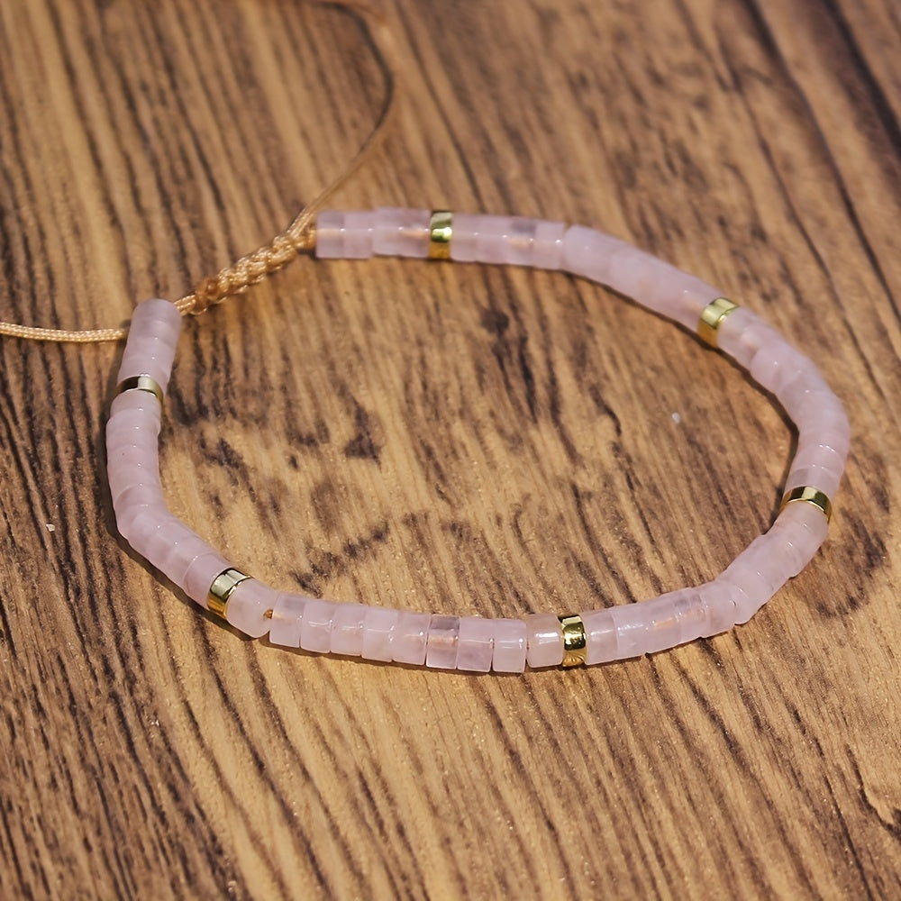 Natural rose quartz stone bracelet